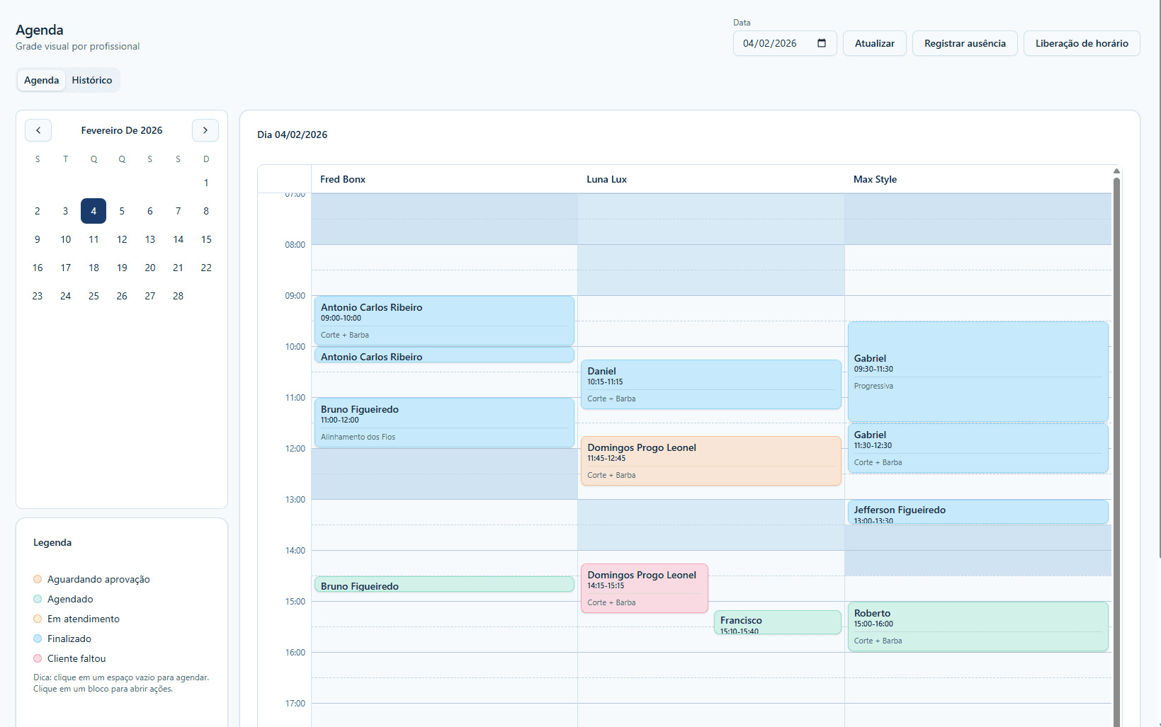 Agenda da equipe